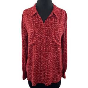 Anthropologie Holding Horses Red Patterned Sammie Button-Down Shirt Size 8